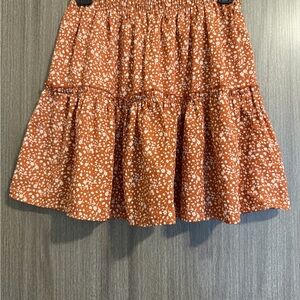 12th Tribe Rust Orange Speckled Tiered Skirt